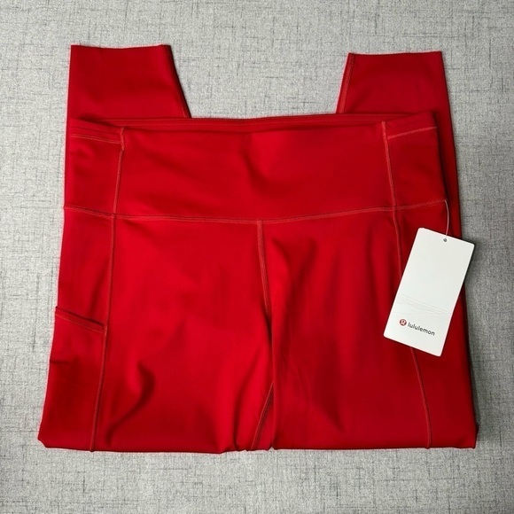 Lululemon Fast and Free High Rise Tights Dark Red Leggings 14 Nwt - Picture 6 of 9